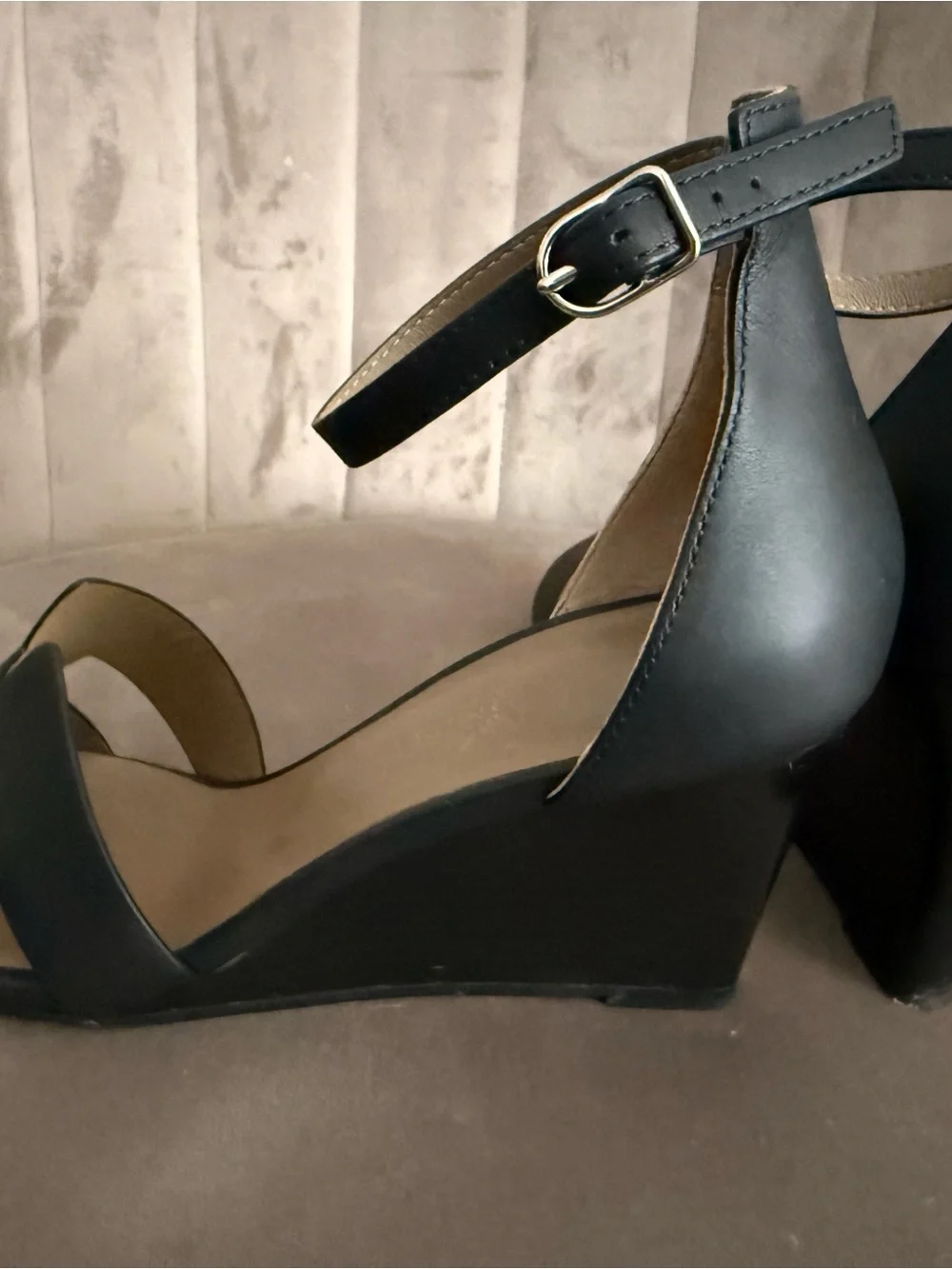Hermes Oasis  Black Leather Cutout Ankle-Strap Sandals